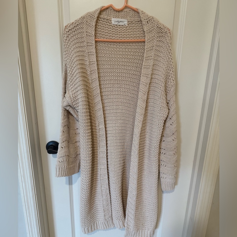 Carly Jean Los Angeles Cream Open-Front Cardigan